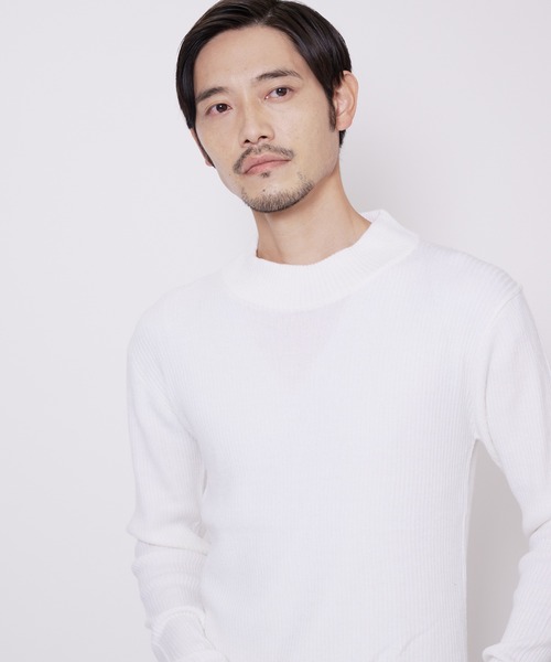 Blue Standard (ブルースタンダード)の「【BLUE STANDARD/ブルースタンダード】ストレッチ リブニット ハイネック モックネック(ニット/セーター・メンズ・ホワイト/チャコールグレー/ブラック・MEDIUM/LARGE/X-LARGE)」の12枚目の写真