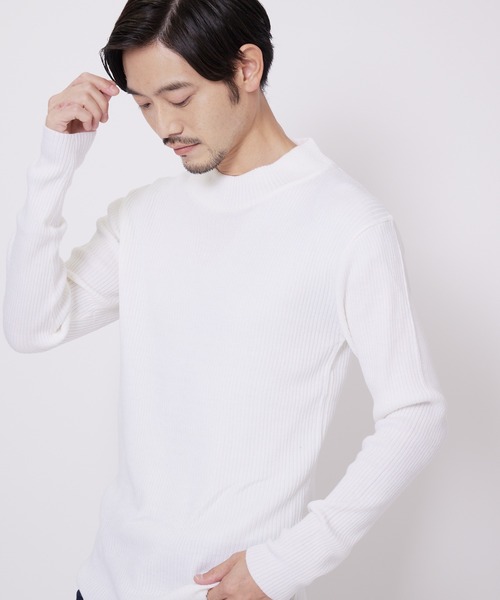 Blue Standard (ブルースタンダード)の「【BLUE STANDARD/ブルースタンダード】ストレッチ リブニット ハイネック モックネック(ニット/セーター・メンズ・ホワイト/チャコールグレー/ブラック・MEDIUM/LARGE/X-LARGE)」の13枚目の写真