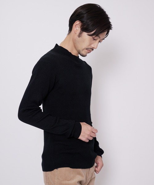 Blue Standard (ブルースタンダード)の「【BLUE STANDARD/ブルースタンダード】ストレッチ リブニット ハイネック モックネック(ニット/セーター・メンズ・ホワイト/チャコールグレー/ブラック・MEDIUM/LARGE/X-LARGE)」の18枚目の写真