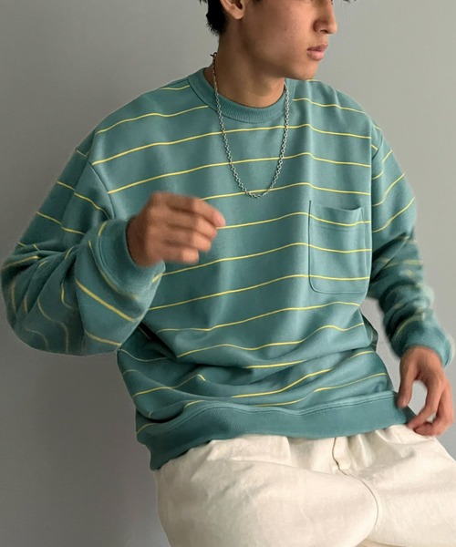CIAOPANIC（チャオパニック）の「プリントボーダースウェットプルオーバー（Tシャツ/カットソー・メンズ・グレー/ブルー/グリーン・MEDIUM/LARGE）」の10枚目の写真
