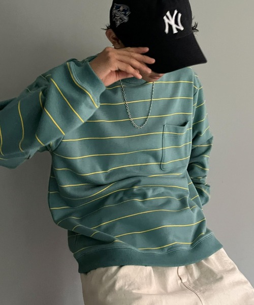 CIAOPANIC（チャオパニック）の「プリントボーダースウェットプルオーバー（Tシャツ/カットソー・メンズ・グレー/ブルー/グリーン・MEDIUM/LARGE）」の12枚目の写真