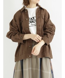 Samansa Mos2 blue | 【ECO DENIM】ビッグシルエットジャケット(ノーカラージャケット)