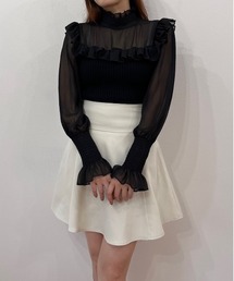 titty＆Co. PETIT by poyo | 【titty&Co.PETIT by POYO】【新色追加】チュール切替フリルトップス(シャツ/ブラウス)