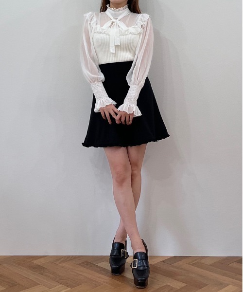 titty&Co. PETIT by poyo(ティティーアンドコープティバイポヨ)の「【titty&Co.PETIT by POYO】【2way】チュール切替フリルトップス(シャツ/ブラウス・レディース・ベージュ/ホワイト/ブラック・FREE)」の22枚目の写真