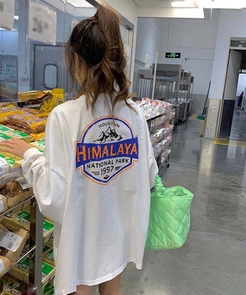 SONA（ソナ）の「SONYUNARA HIMALAYAプリントオーバーフィット長袖Tシャツ（Tシャツ/カットソー・レディース・グレー/ホワイト・FREE）」の8枚目の写真
