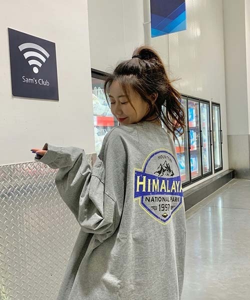 SONA（ソナ）の「SONYUNARA HIMALAYAプリントオーバーフィット長袖Tシャツ（Tシャツ/カットソー・レディース・グレー/ホワイト・FREE）」の13枚目の写真