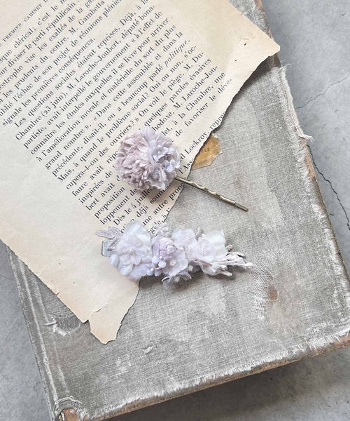 ミモザの小花達❤️パール雫チャーム付きお花のヘアクリップ❤️ 69682732b_34_d_215.jpg