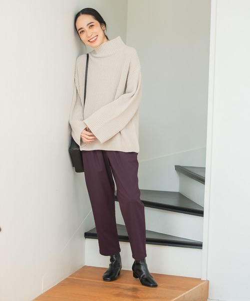 studio CLIP（スタディオクリップ）の「【お手入れラクラクニット】5ゲージ畔タートルニットプルオーバー（ニット/セーター・レディース・アイボリー/ネイビー/パープル/グリーン・FREE）」の18枚目の写真