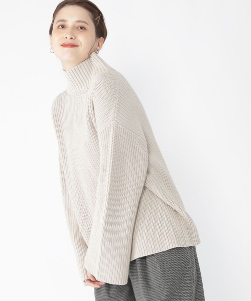 studio CLIP（スタディオクリップ）の「【お手入れラクラクニット】5ゲージ畔タートルニットプルオーバー（ニット/セーター・レディース・アイボリー/ネイビー/パープル/グリーン・FREE）」の20枚目の写真