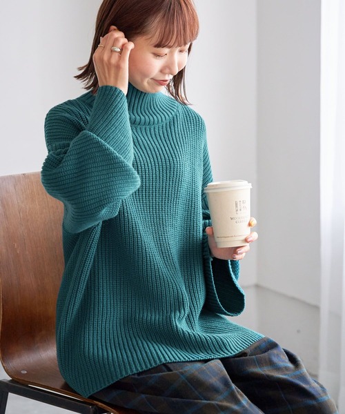 studio CLIP（スタディオクリップ）の「【お手入れラクラクニット】5ゲージ畔タートルニットプルオーバー（ニット/セーター・レディース・アイボリー/ネイビー/パープル/グリーン・FREE）」の5枚目の写真