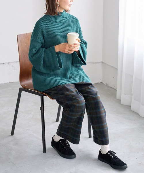 studio CLIP（スタディオクリップ）の「【お手入れラクラクニット】5ゲージ畔タートルニットプルオーバー（ニット/セーター・レディース・アイボリー/ネイビー/パープル/グリーン・FREE）」の6枚目の写真