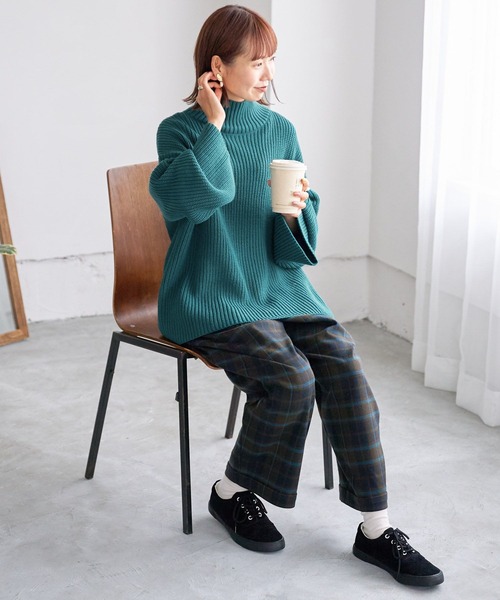 studio CLIP（スタディオクリップ）の「【お手入れラクラクニット】5ゲージ畔タートルニットプルオーバー（ニット/セーター・レディース・アイボリー/ネイビー/パープル/グリーン・FREE）」の7枚目の写真