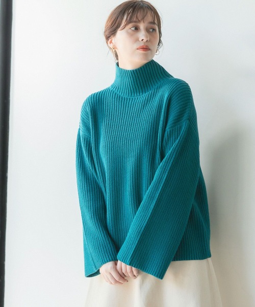 studio CLIP（スタディオクリップ）の「【お手入れラクラクニット】5ゲージ畔タートルニットプルオーバー（ニット/セーター・レディース・アイボリー/ネイビー/パープル/グリーン・FREE）」の13枚目の写真