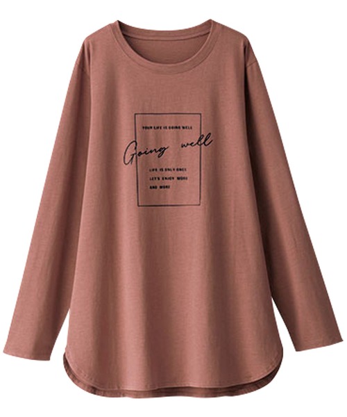 BELLUNA PLUS(ベルーナ)の「キレイ見え綿100%素材ロゴプルオーバー(Tシャツ/カットソー・レディース・チャコール/グリーン/ローズ/オフホワイト・LARGE/X-LARGE/MEDIUM)」の8枚目の写真