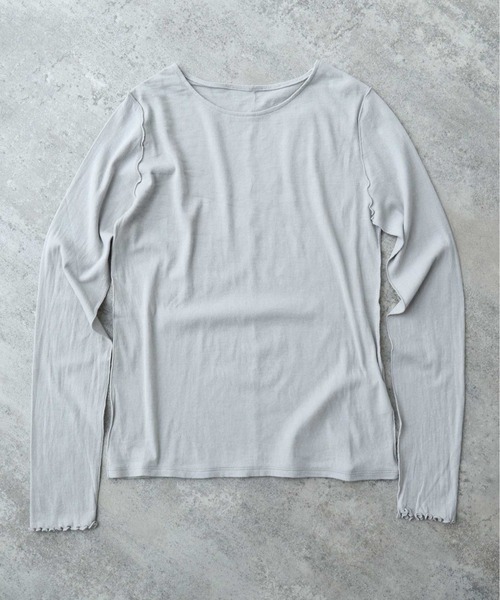 yuni（ユニ　）の「△60/-強撚ストレッチフライス　クルーネックプルオーバー（Tシャツ/カットソー・レディース・ホワイト/ブラック/ブルー/グリーン/イエロー/グレー/チャコールグレー・FREE）」の4枚目の写真