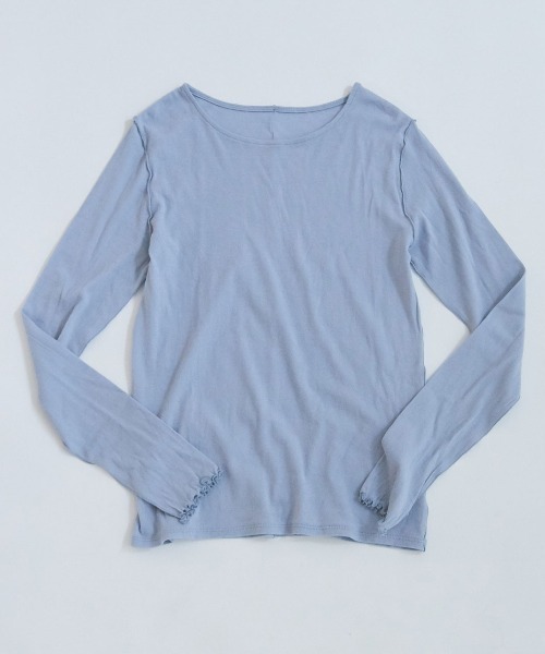 yuni（ユニ　）の「△60/-強撚ストレッチフライス　クルーネックプルオーバー（Tシャツ/カットソー・レディース・ホワイト/ブラック/ブルー/グリーン/イエロー/グレー/チャコールグレー・FREE）」の6枚目の写真