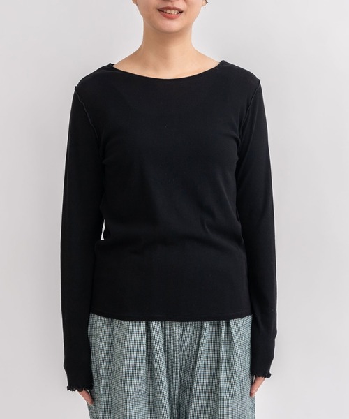 yuni（ユニ　）の「△60/-強撚ストレッチフライス　クルーネックプルオーバー（Tシャツ/カットソー・レディース・ホワイト/ブラック/ブルー/グリーン/イエロー/グレー/チャコールグレー・FREE）」の15枚目の写真