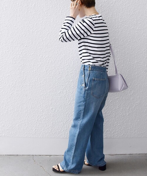 Le Minor（ルミノア）の「【SHIPS any別注】Le minor: コンパクト ロングスリーブ ボーダーTEE（Tシャツ/カットソー・レディース・ブラック/ブルー/グリーン・ONE SIZE）」の18枚目の写真