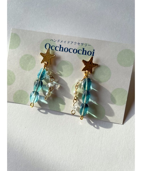 tone(トーン)の「【Occhocochoi】gold star Czechbeads tassel pierce(MA)(ピアス(両耳用)・レディース・ゴールド・FREE)」の6枚目の写真