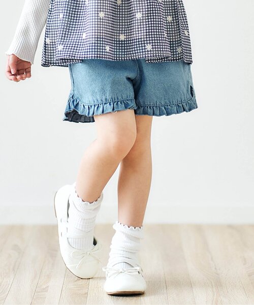 apres les cours（アプレレクール）の「花びらフリルショートパンツ（その他パンツ・キッズ・ミント/その他3/ラベンダー/インディゴブルー/チェック・100/110/120/140/130/80/90）」の3枚目の写真