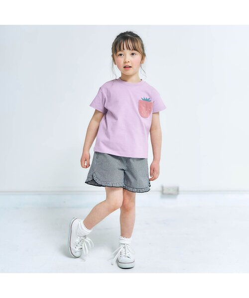 apres les cours（アプレレクール）の「花びらフリルショートパンツ（その他パンツ・キッズ・ミント/その他3/ラベンダー/インディゴブルー/チェック・100/110/120/140/130/80/90）」の15枚目の写真