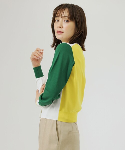 CAST:(キャストコロン)の「【1枚で着映える】バイカラーニットカーディガン(ニット/セーター・レディース・ネイビー/オフホワイト/ブルー・M)」の17枚目の写真