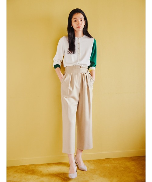 CAST:(キャストコロン)の「【1枚で着映える】バイカラーニットカーディガン(ニット/セーター・レディース・ネイビー/オフホワイト/ブルー・M)」の11枚目の写真