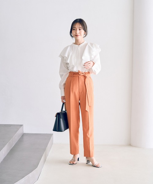 ラッフルフリル長袖ブラウス