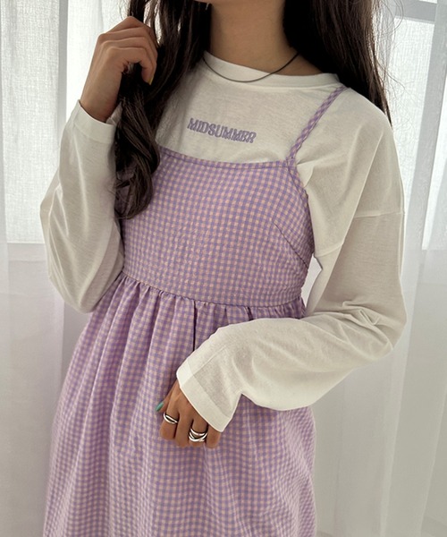 kutir(クティール)の「コロレバックリボンチェックキャミワンピース(ワンピース・レディース・ブルー/グリーン/レッド/イエロー/パープル・FREE)」の3枚目の写真