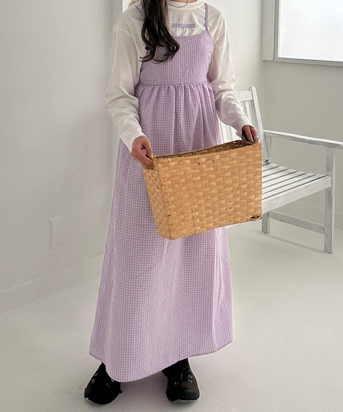 kutir(クティール)の「コロレバックリボンチェックキャミワンピース(ワンピース・レディース・ブルー/グリーン/レッド/イエロー/パープル・FREE)」の17枚目の写真