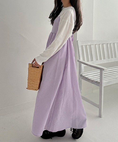 kutir(クティール)の「コロレバックリボンチェックキャミワンピース(ワンピース・レディース・ブルー/グリーン/レッド/イエロー/パープル・FREE)」の18枚目の写真