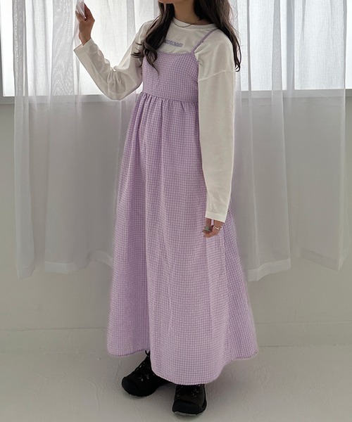 kutir(クティール)の「コロレバックリボンチェックキャミワンピース(ワンピース・レディース・ブルー/グリーン/レッド/イエロー/パープル・FREE)」の19枚目の写真