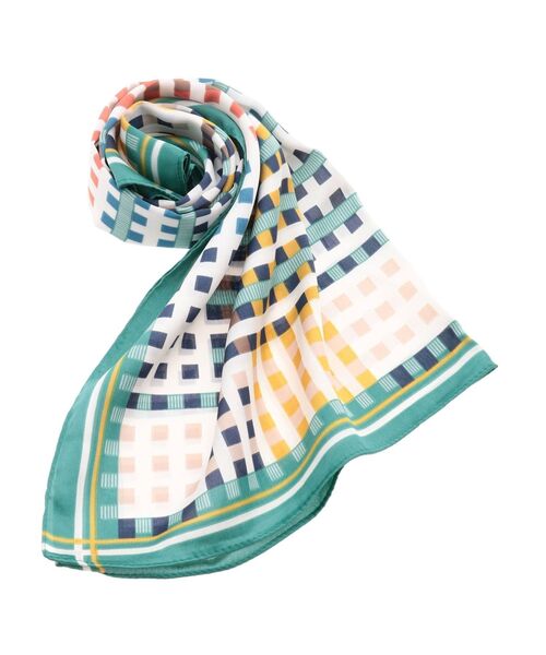 dazzlin（ダズリン）の「カラフルチェックスカーフ（バンダナ/スカーフ・レディース・ブラック/ネイビー/グリーン・FREE）」の5枚目の写真