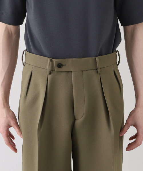 EDIFICE（エディフィス）の「"E"TROUSERS（E-5）トリプルクロス 2タック ワイドパンツ（スラックス・メンズ・ブラック/ホワイト系その他/サファリグリーン・MEDIUM/LARGE/SMALL）」の17枚目の写真