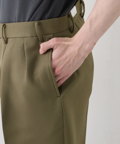 EDIFICE（エディフィス）の「"E"TROUSERS（E-5）トリプルクロス 2タック ワイドパンツ（スラックス・メンズ・ブラック/ホワイト系その他/サファリグリーン・MEDIUM/LARGE/SMALL）」の18枚目の写真