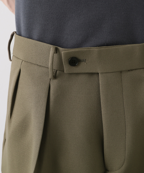 EDIFICE（エディフィス）の「"E"TROUSERS（E-5）トリプルクロス 2タック ワイドパンツ（スラックス・メンズ・ブラック/ホワイト系その他/サファリグリーン・MEDIUM/LARGE/SMALL）」の20枚目の写真