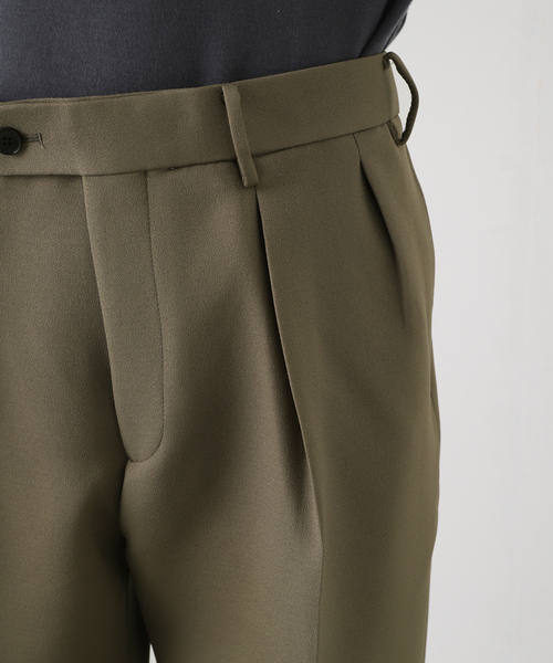 EDIFICE（エディフィス）の「"E"TROUSERS（E-5）トリプルクロス 2タック ワイドパンツ（スラックス・メンズ・ブラック/ホワイト系その他/サファリグリーン・MEDIUM/LARGE/SMALL）」の21枚目の写真