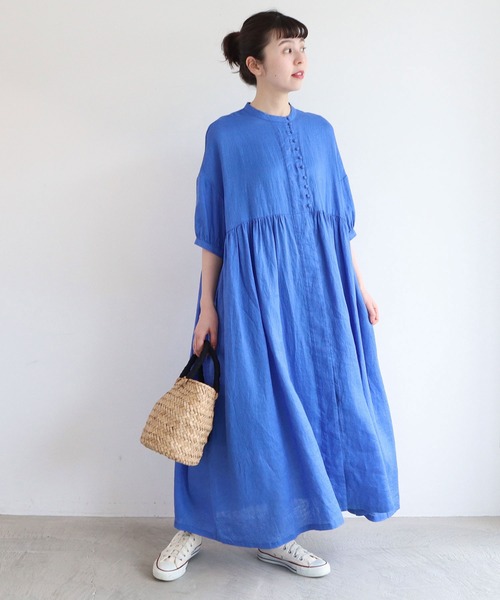 新品タグ付きタイプライターころころボタンワンピース セール】シャツコール ころころボタンワンピース（ワンピース）｜l