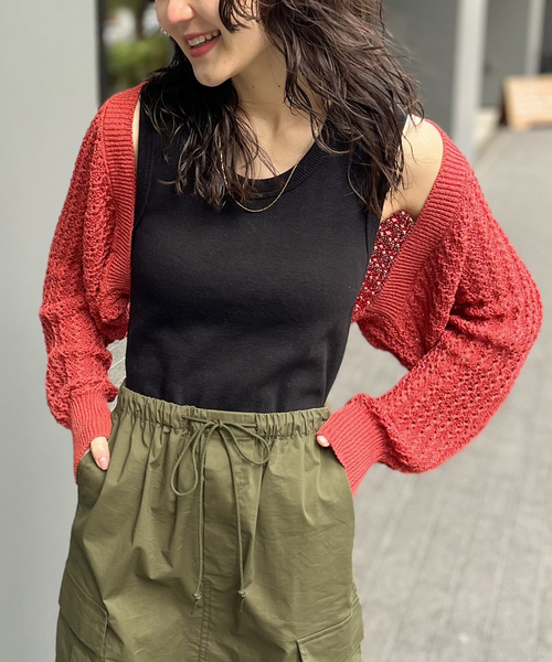 JOINT WORKS(ジョイントワークス)の「ボレロ カーディガン(カーディガン/ボレロ・レディース・ブラック/サックスブルー/アイボリー/レッド・FREE)」の1枚目の写真