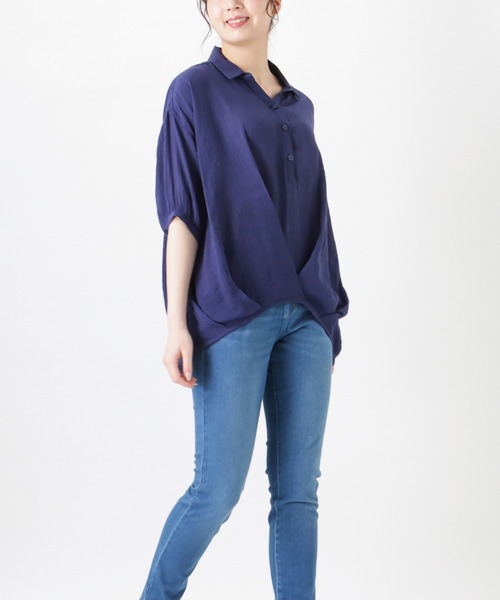 NAVY(ネイビー)の「RTスラブフロントタックシャツ ブラウス(シャツ/ブラウス・レディース・ホワイト/ネイビー/グリーン・フリー)」の8枚目の写真