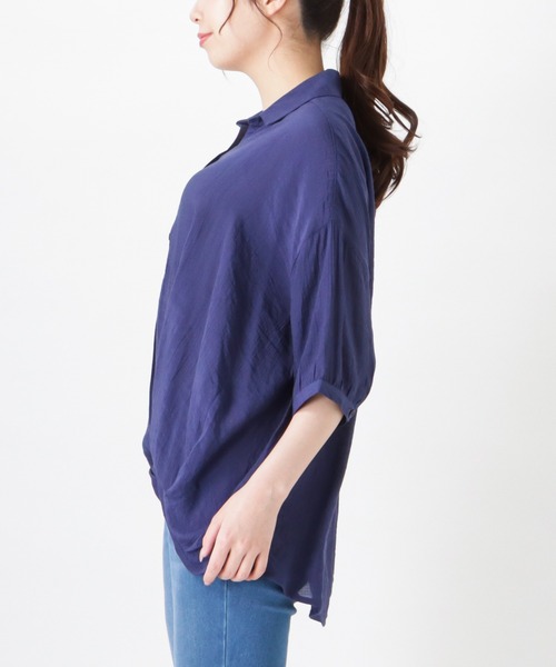 NAVY(ネイビー)の「RTスラブフロントタックシャツ ブラウス(シャツ/ブラウス・レディース・ホワイト/ネイビー/グリーン・フリー)」の13枚目の写真