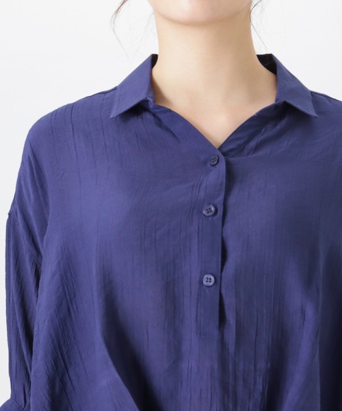NAVY(ネイビー)の「RTスラブフロントタックシャツ ブラウス(シャツ/ブラウス・レディース・ホワイト/ネイビー/グリーン・フリー)」の5枚目の写真