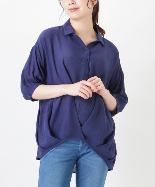 NAVY(ネイビー)の「RTスラブフロントタックシャツ ブラウス(シャツ/ブラウス・レディース・ホワイト/ネイビー/グリーン・フリー)」の20枚目の写真