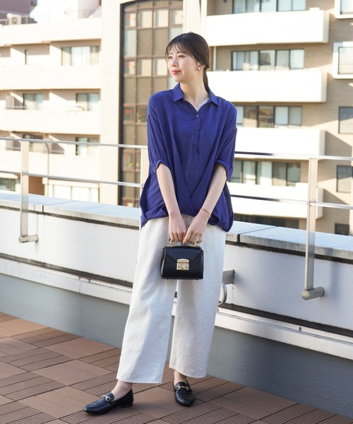 NAVY(ネイビー)の「RTスラブフロントタックシャツ ブラウス(シャツ/ブラウス・レディース・ホワイト/ネイビー/グリーン・フリー)」の18枚目の写真