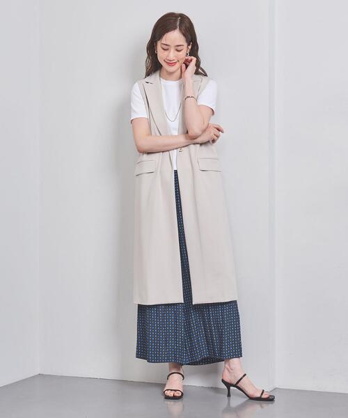 未使用タグ付き　ユナイテッドアローズ ノーカラー ロングベスト ジレ ベージュ 未使用タグ付き ユナイテッドアローズ ノーカラー ロングベスト