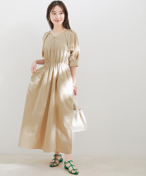 【前後2WAY】ボリュームスリーブフィット＆フレアワンピース【洗える】