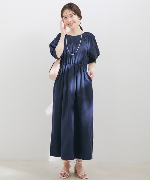 【前後2WAY】ボリュームスリーブフィット＆フレアワンピース【洗える】