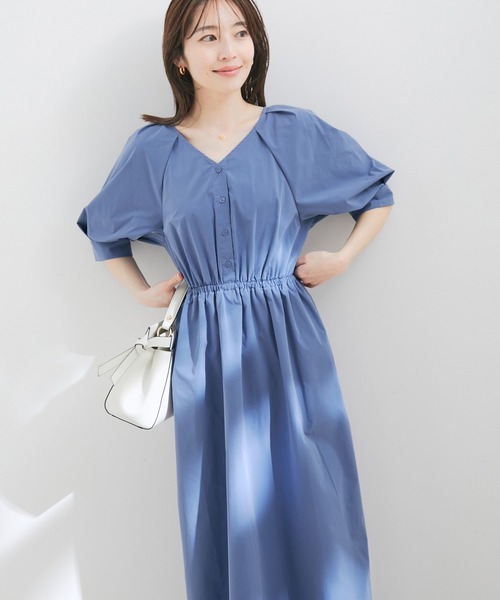 【前後2WAY】ボリュームスリーブフィット＆フレアワンピース【洗える】