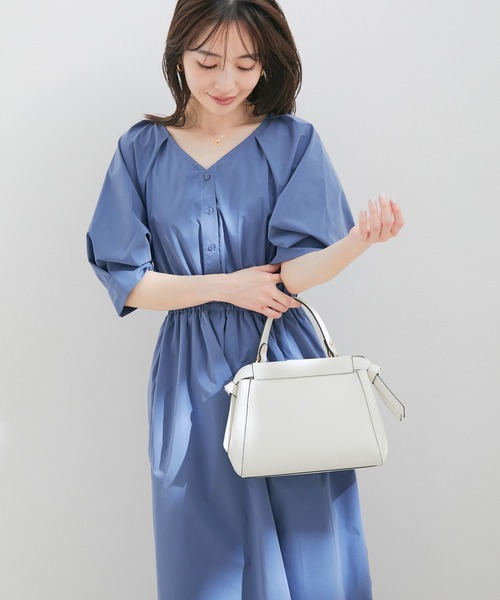 【前後2WAY】ボリュームスリーブフィット＆フレアワンピース【洗える】