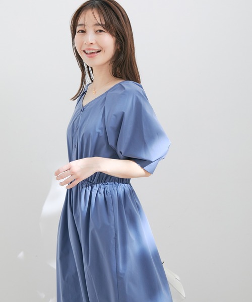 【前後2WAY】ボリュームスリーブフィット＆フレアワンピース【洗える】